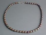 Image of 16 inch string of dyed grey freshwater pearls 6-7mm with silver clasp