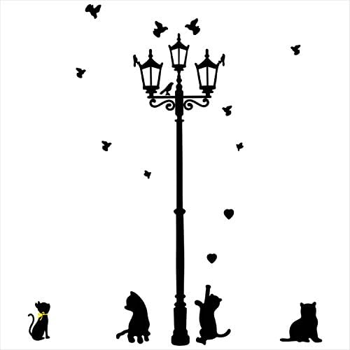 Removable Art Lamp,cat &amp; Bird Nursery Wall Decal Sticker Mural Decor for Children Room