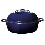 KitchenAid 12-Inch Cast-Iron Chicken Fryer, Blue