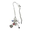 Silver Fashion Necklace with Peace Sign and Assorted Charms