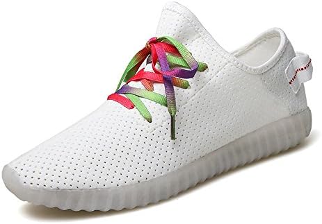 MWSC Unisex Couple Breathable Athletic Sports Shoes Lace Up Skate Fashion Sneaker, White, 5 US/EU 35