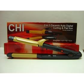 CHI 2 in 1 Ceramic Auto Digital Curling (1 1/4") & Flat Iron (1") by Farouk