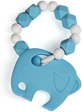 Little Sunshine Baby Chewing Beads Silicone Elephant Pacifier Ring Teether , Chewables , Teething Relief , Perfect For Babies's Teething Sore Gum , Soothing Toys for Infant &amp; Babies ( Blue )