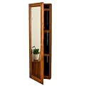 Wall-Mounted Rectangle Jewelry Cabinet with Mirror - Oak Finish