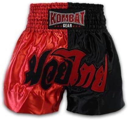Kombat Muay Thai Boxing Red Black Satin Shorts 2101 (XL)