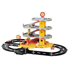Shell City 4 Level Parking Garage Play Set with 5.25' of Roundabout Streets: Includes 2 Die-Cast... by Faro