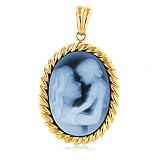 14K Yellow Gold Mother and Her Child Cameo Pendant