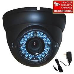 VideoSecu 1/3" Sony CCD Outdoor Day Night Infrared Security Camera Vandal Proof 540TVL 36 IR LEDs 4-9mm Zoom Focus Lens CCTV Home Surveillance Camera with Free Power Supply 1P1