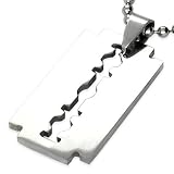 New Mens Stainless Steel Razor Blade Design Pendant & Chain - Length 50cms