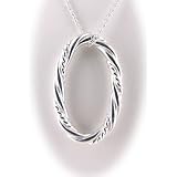 925 Sterling Silver Oval Twist Rope Pendant, Cable Chain 14, 16, 18, 20, 22 Inch