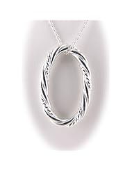 925 Sterling Silver Oval Twist Rope Pendant, Cable Chain