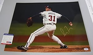 Greg Maddux Atlanta Braves HOF Signed METALLIC Finish 16x20 Photo PSA COA