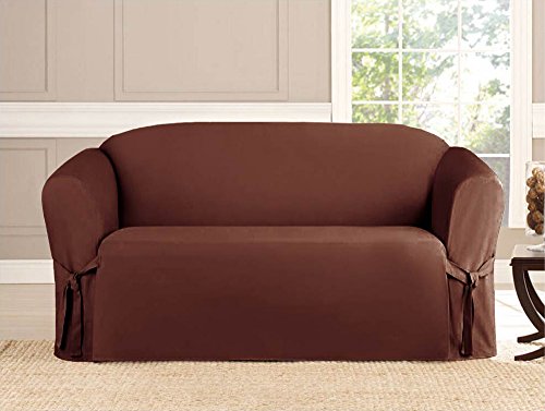 Linen Store Microsuede Slipcover, Furniture Protector Cover (Loveseat, Brown)