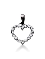 14K Gold Share Prong set Diamond Heart Pendant (0.48 cttw, F - G Color, SI2 Clarity)