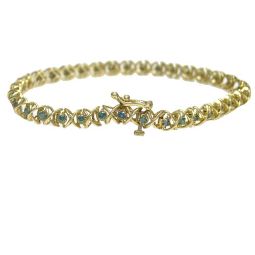 1 CT Blue Diamond Bracelet In 14K Yellow Gold