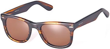 NOCOLA brand womens acetate frame two-tone Polarized UV400 Wayfarer designer Sunglasses - Amber