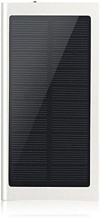 Portable 20000mAh Dual USB Solar Battery Charger Power Bank-Ultra Slim Solar External Battery Pack,Solar Charger with LED Lights for Emergency Cell Phones Tablet Camera (sliver)