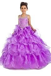Girls Crystal Lace Crystals Organza Halter   Ball Gown Flower-Girl Dress/Pageant Dress/Party Dress 