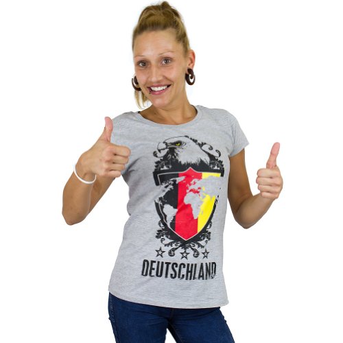 Deutschland Fanshirt 2014 Fanartikel WM Fanshirt T-Shirt Damen Shirt Fußball Wappen 60216 (M)
