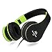 Sound Intone I68 Headphones with Microphone,Stereo Headset with In-line Volume Control for Kids / Girls / Men and Woman, Compatible with iPhone, iPod, iPad, MP3,Mp4, Samsung, HTC, Laptops (Black/green)