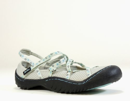 Jambu Sandals Jambu Women's Capricorn Flowers Vegan Sandal (Grey, 8)