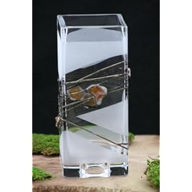 Gift Idea Art Crystal Glass Decorated Amber & Tin Candles Holder / Vase