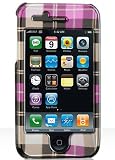 Premium Designer Hard Crystal Snap-on Case for Apple iPhone 3G, 3GS 3G-S - Cool Hot Pink Checkers Plaid Print