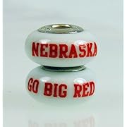 Nebraska Cornhuskers Fenton Glass Bead Fits Most Pandora Style Charm Bracelets