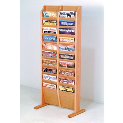 Free Standing Twenty Pocket Magazine Rack Wood Finish: Dark Red Mahogany