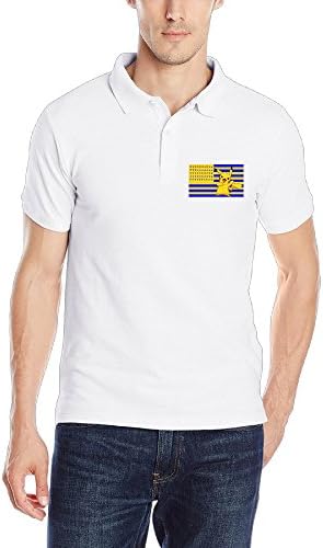 KTKY Man's Poke Blue Line American Flag Chest Custom Printed Golf Shirt X-Large White