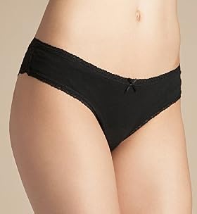 Cotton Rich Lace Trim Brazilian Knickers