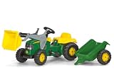 FS 023110 - John Deere - Tret-Traktor mit Frontschaufel und Anh�nger, 168cm