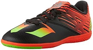 adidas Performance Messi 15.3 Indoor Soccer Shoe (Little Kid/Big Kid),Black/Green/Solar Red,4 M US Big Kid