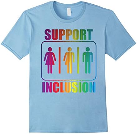 Men's Support Inclusion Transgender Rights T-Shirt with Rainbow 2XL Baby Blue