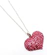 Sparkling Pink Heart Bling Crystal Studs Necklace