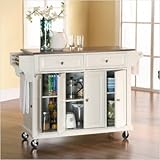 Crosley Furniture Stainless Steel Top Kitchen Cart in White Finish