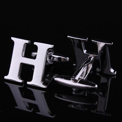 Gerkia Mens Cuff Links Initial Personalized Alphabet Letter Cufflinks (H)
