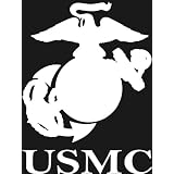 USMC Eagle, Globe & Anchor white window or bumper sticker 
