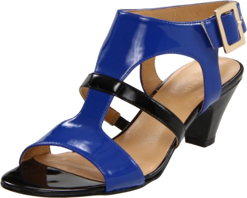 Nine West Women's Fernadale T-Strap Sandal,Blue/Black,8 M US