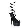 Inch Sexy Strappy Shoe Black High Heel Mid Platform Sandal With Spring Leg Wrap Silver