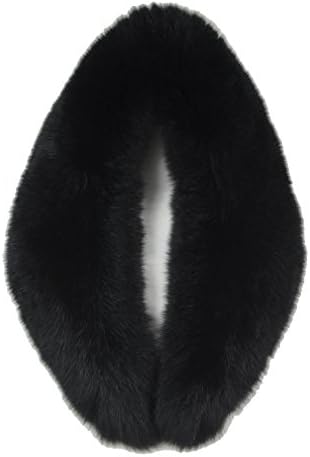 Large Real Fox fur Collar Scarves Scarf Neck Warmer Muffer for Coat Black (Lining:110cm)