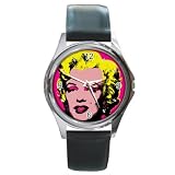 Round Silver Metal Watch of Andy Warhol Marilyn Monroe