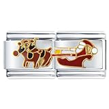 41Hirr8B1EL. SL160  Santa Claus Christmas Gift Animal Reindeer And Sled Italian Charms Bracelet Link