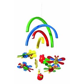 Ladybird Wooden Colourful Mobile Baby Nursery Decoration Cot Toy
