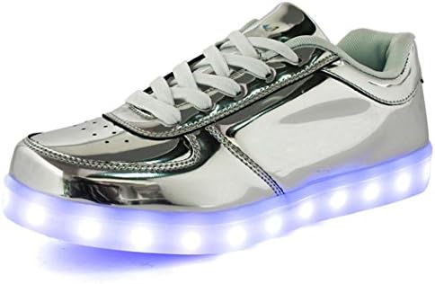 Linkworld Unisex Rechargeable LED Shoes Men's Fashion Sneakers Women's Flashing Shoes, Silver, 5.5 B(M)/4 D(M)/36