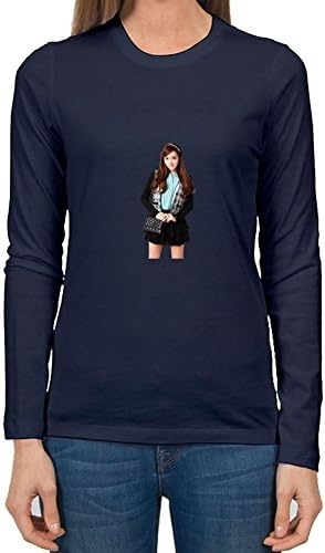 Customized Medium Top Clothing Navy Snsd Names Image Women 100% Cotton Long Sleeves