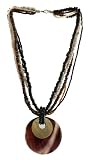 Kelevra NE0011 Ladies Hand Made Double MOP Shell Pendant on Mixed Beads and Wood Strings.