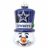 NFL Dallas Cowboys Blown Glass Top Hat Snowman Ornament