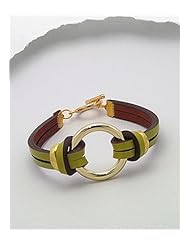 Lawn Green Leather Bracelet In White Base