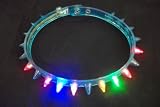 BLUE led spikey necklace, flashing lights necklace!